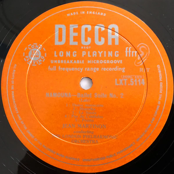 Édouard Lalo, Jean Martinon, London Philharmonic Orchestra – Namouna (Ballet Suites 1 and 2) (VG+/VG+) – LP, UK 1956 - Image 4