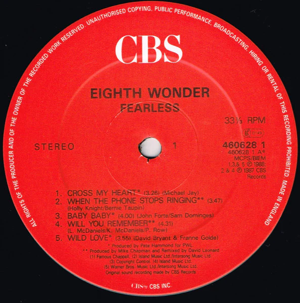 Eighth Wonder – Fearless (VG+/VG+) – LP, UK 1988 - Image 3