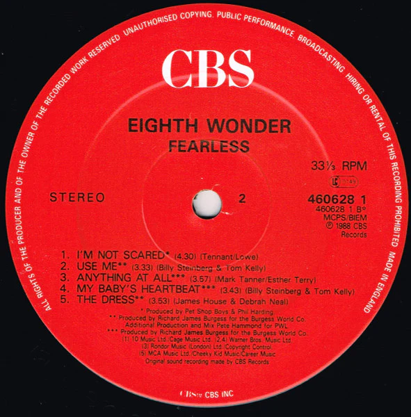 Eighth Wonder – Fearless (VG+/VG+) – LP, UK 1988 - Image 4