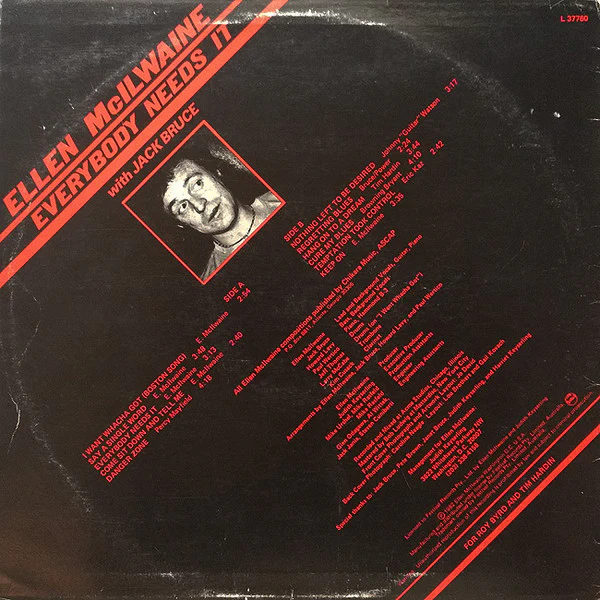 Ellen McIlwaine, Jack Bruce – Everybody Needs It (E/VG+) – LP, AU 1982 - Image 2