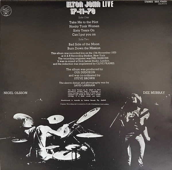 Elton John – 17-11-70 (VG+/VG) – LP, AU - Image 2