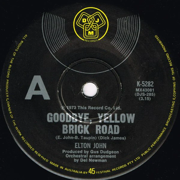 Elton John – Goodbye, Yellow Brick Road (VG/Generic) – 7", AU 1973