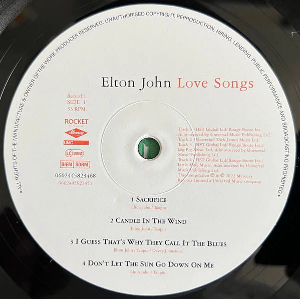 Elton John – Love Songs (VG/G+) – 2xLP, Worldwide 2022 - Image 3