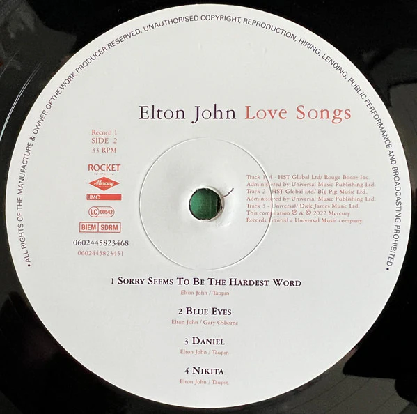 Elton John – Love Songs (VG/G+) – 2xLP, Worldwide 2022 - Image 4