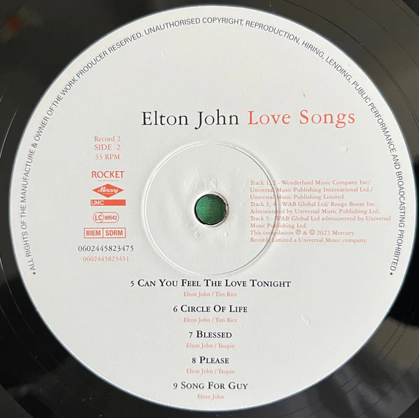 Elton John – Love Songs (VG/G+) – 2xLP, Worldwide 2022 - Image 8