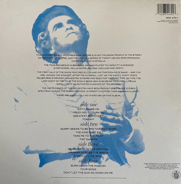 Elton John, Melbourne Symphony Orchestra – Live In Australia (VG+/VG+) – 2xLP, AU 1987 - Image 4