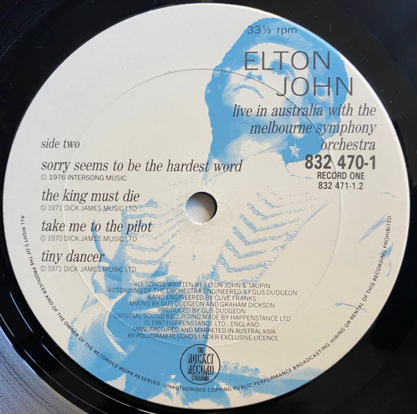Elton John, Melbourne Symphony Orchestra – Live In Australia (VG+/VG+) – 2xLP, AU 1987 - Image 6