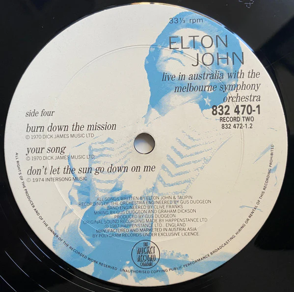 Elton John, Melbourne Symphony Orchestra – Live In Australia (VG+/VG+) – 2xLP, AU 1987 - Image 8