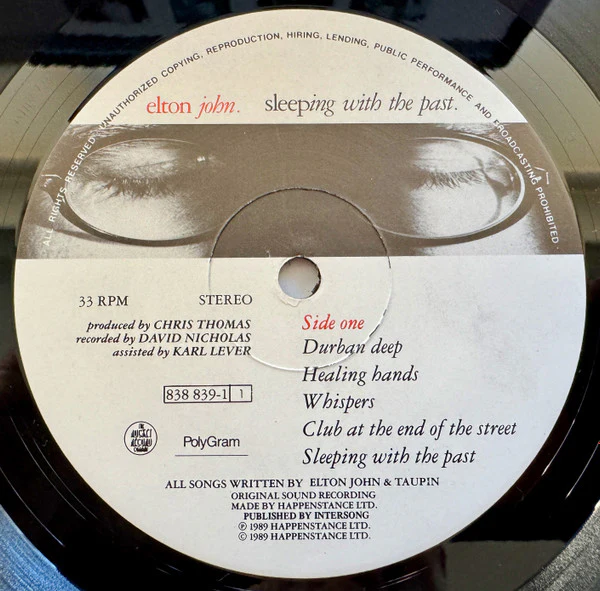 Elton John – Sleeping With The Past (VG+/VG+) – LP, Australasia 1989 - Image 3