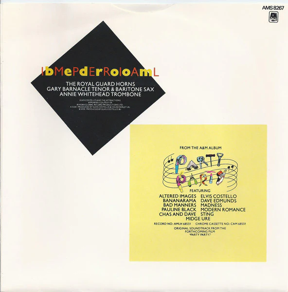 Elvis Costello & The Attractions, The Royal Guard Horns – Party Party (VG+/VG) – 7", UK 1982 - Image 2