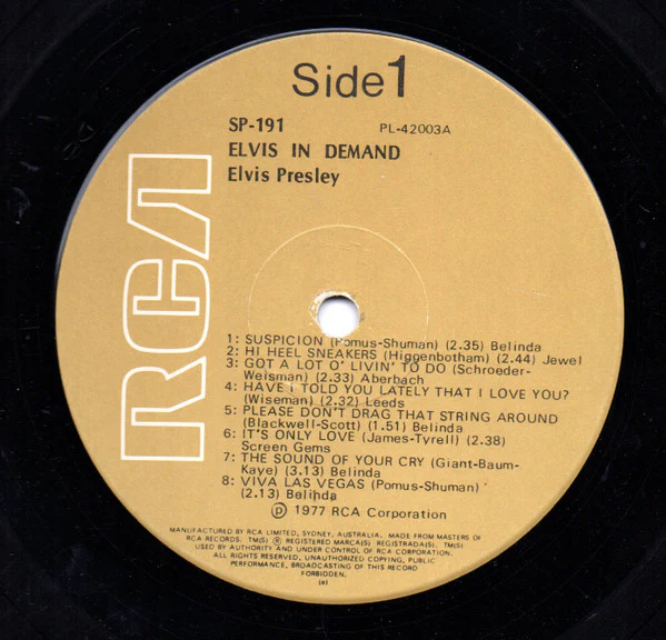 Elvis Presley – Elvis In Demand (VG+/VG+) – LP, AU 1977 - Image 2