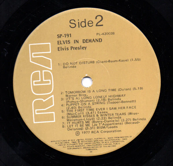 Elvis Presley – Elvis In Demand (VG+/VG+) – LP, AU 1977 - Image 3