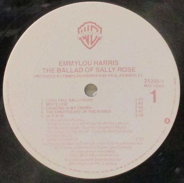 Emmylou Harris – The Ballad Of Sally Rose (VG+/VG+) – LP, AU 1985 - Image 3