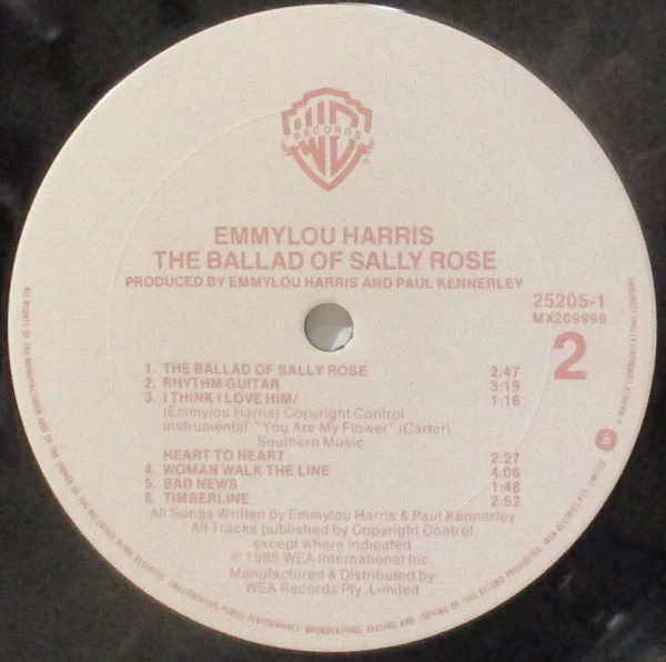 Emmylou Harris – The Ballad Of Sally Rose (VG+/VG+) – LP, AU 1985 - Image 4