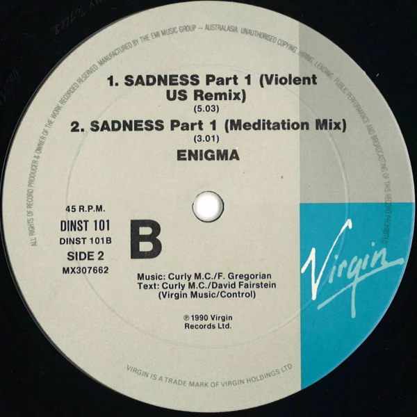 Enigma – Sadness Part 1 (VG+/VG+) – 12", AU 1990 - Image 4