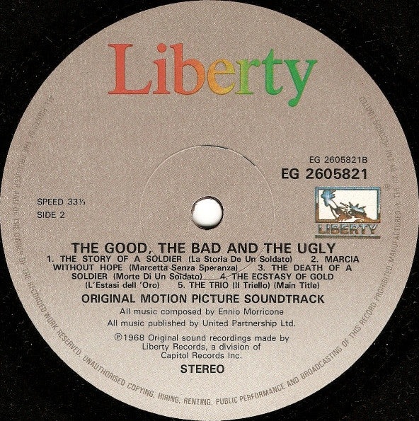 Ennio Morricone – The Good, The Bad And The Ugly - Original Motion Picture Soundtrack (VG+/VG+) – LP, UK 1985 - Image 4