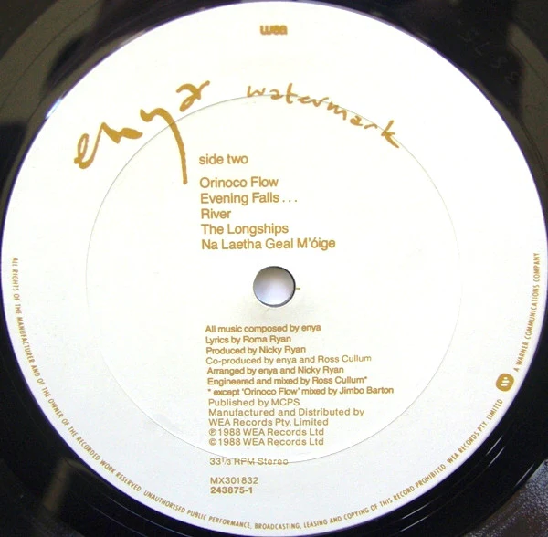 Enya – Watermark (VG+/VG+) – LP, AU 1988 - Image 4