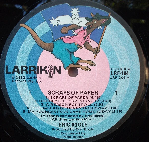 Eric Bogle, John Munro, Brent Miller – Scraps Of Paper (E/E) – LP, AU 1982 - Image 4