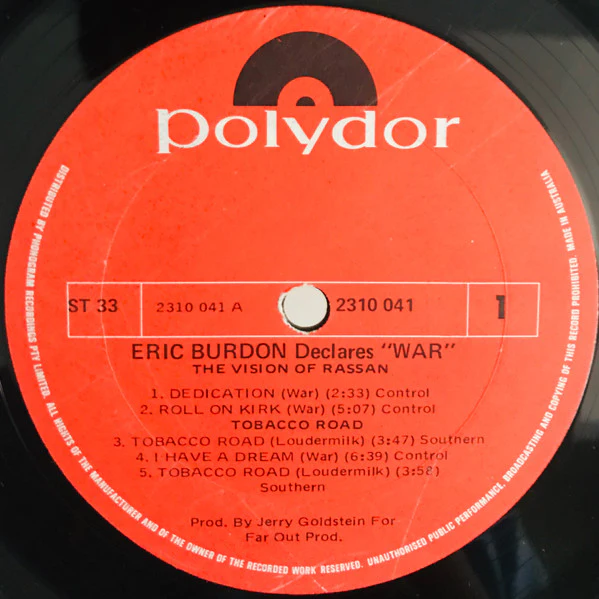 Eric Burdon & War – Eric Burdon Declares "War" (VG/VG) – LP, AU 1970 - Image 3