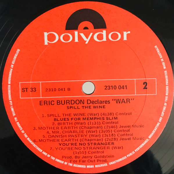 Eric Burdon & War – Eric Burdon Declares "War" (VG/VG) – LP, AU 1970 - Image 4