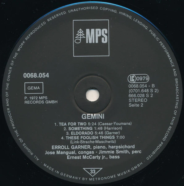 Erroll Garner – Gemini (E/E) – LP, DE - Image 5