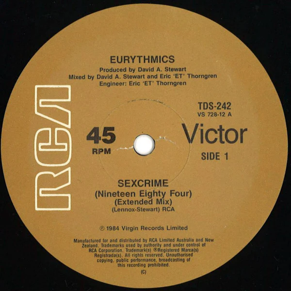 Eurythmics – Sexcrime (Nineteen Eighty Four) (VG+/VG+) – 12", AU 1984 - Image 3