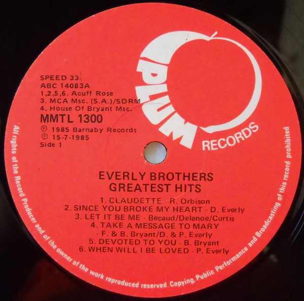 Everly Brothers – Greatest Hits (VG/VG) – LP, ZA 1985 - Image 3