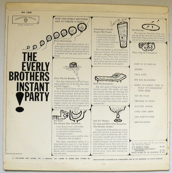 Everly Brothers – Instant Party (VG+/VG+) – LP, AU 1962 - Image 2