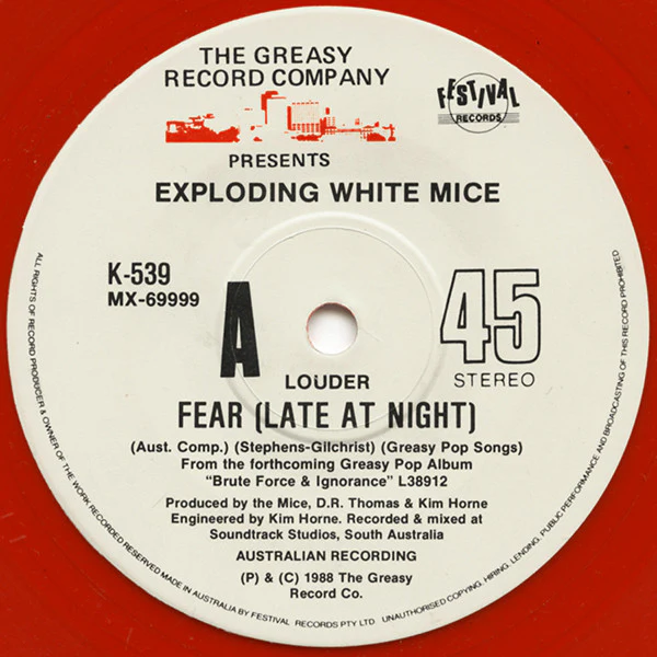 Exploding White Mice – Fear (Late At Night) (E/E) – 7", AU 1988 - Image 3