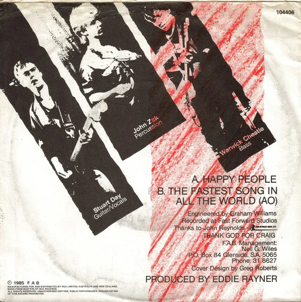 F A B – Happy People (VG+/VG+) – 7", AU 1985 - Image 2