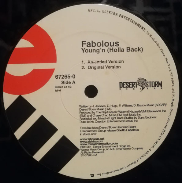 Fabolous – Young'n (Holla Back) (VG+/Generic) – 12", US 2001 - Image 2