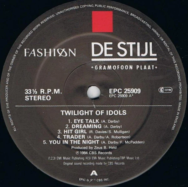 Fashion – Twilight Of Idols (VG+/VG+) – LP, EU 1984 - Image 3
