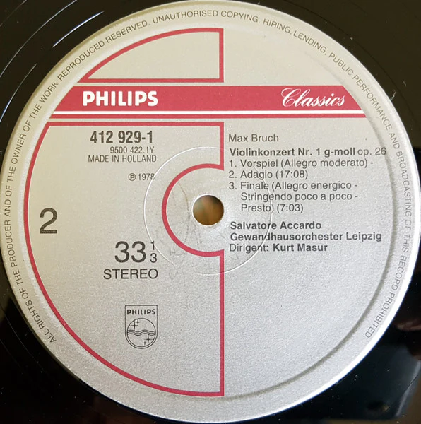 Felix Mendelssohn-Bartholdy, Max Bruch, Salvatore Accardo – Violin Concertos (E/E) – LP, NL - Image 4