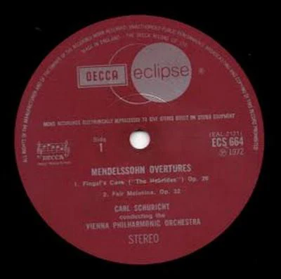 Felix Mendelssohn-Bartholdy, Wiener Philharmoniker, Carl Schuricht – Overtures (VG/VG+) – LP, UK 1972 - Image 3