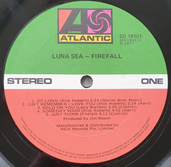Firefall – Luna Sea (VG+/VG) – LP, AU 1977 - Image 3