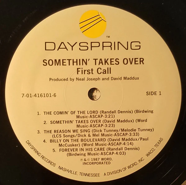 First Call – Somethin' Takes Over (VG+/VG+) – LP, US 1987 - Image 5