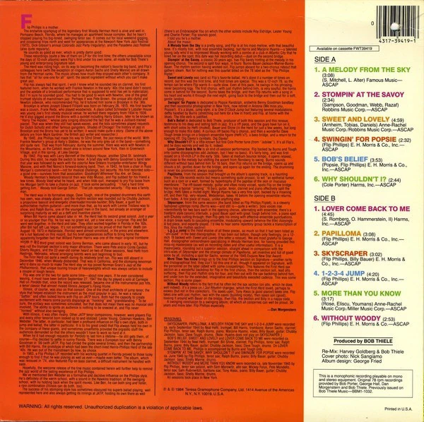 Flip Phillips – A Melody From The Sky (VG+/VG+) – LP, US 1984 - Image 2
