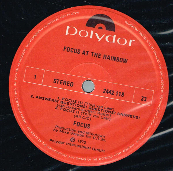 Focus – Focus At The Rainbow (VG/VG) – LP, NZ 1973 - Image 3
