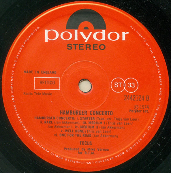 Focus – Hamburger Concerto (VG+/VG+) – LP, UK 1974 - Image 6