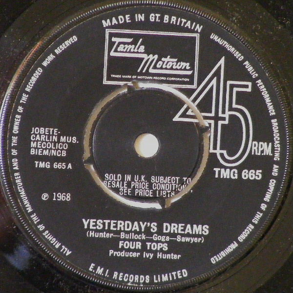 Four Tops – Yesterday's Dreams (VG/Generic) – 7", UK 1968