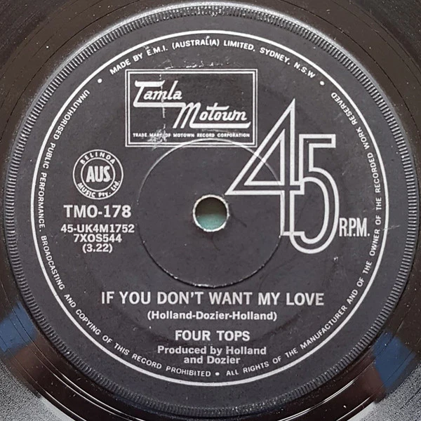 Four Tops – You Keep Running Away (VG+/Generic) – 7", AU 1967 - Image 2