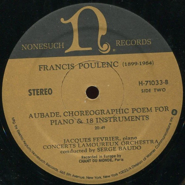 Francis Poulenc – Poulenc: Sonata For Clarinet And Piano / Sonata For Oboe And Piano / Aubade (VG+/VG) – LP, US - Image 4