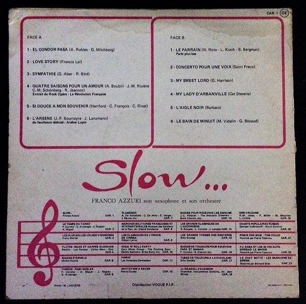 Franco Azzuri Et Son Orchestre – Slow... (E/VG+) – LP, FR 1975 - Image 2