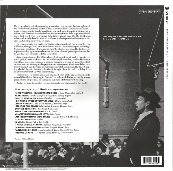 Frank Sinatra – In The Wee Small Hours (VG+/E) – LP, Worldwide 2014 - Image 2