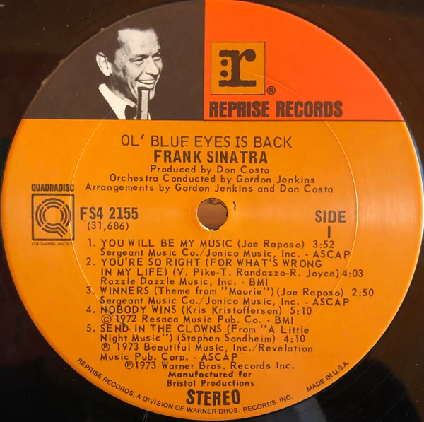 Frank Sinatra – Ol' Blue Eyes Is Back (VG+/VG) – LP, US 1973 - Image 4