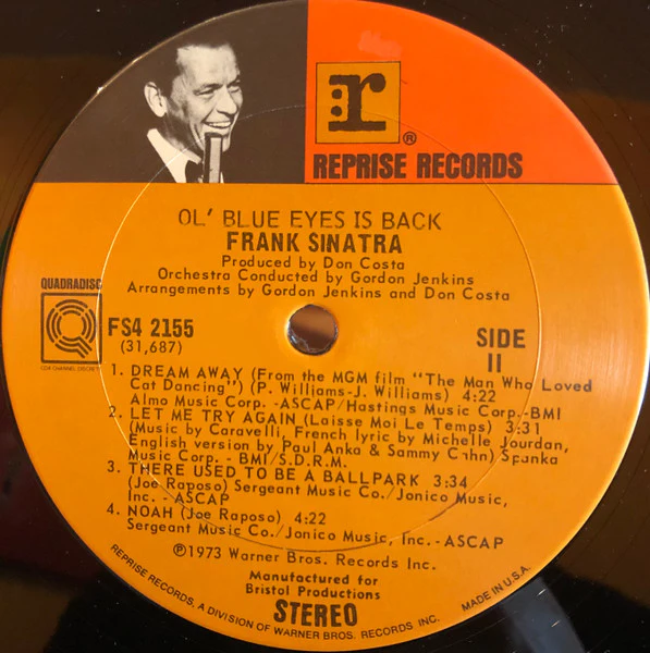 Frank Sinatra – Ol' Blue Eyes Is Back (VG+/VG) – LP, US 1973 - Image 5