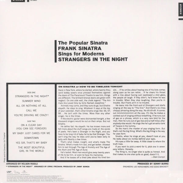 Frank Sinatra – Strangers In The Night (M/VG+) – LP, US 2015 - Image 2