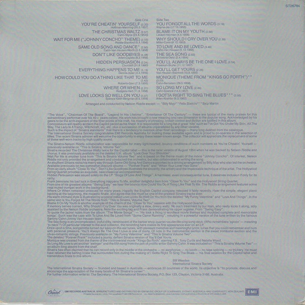 Frank Sinatra – The Rarities - Volume One (NM/VG+) – LP, AU 1981 - Image 2