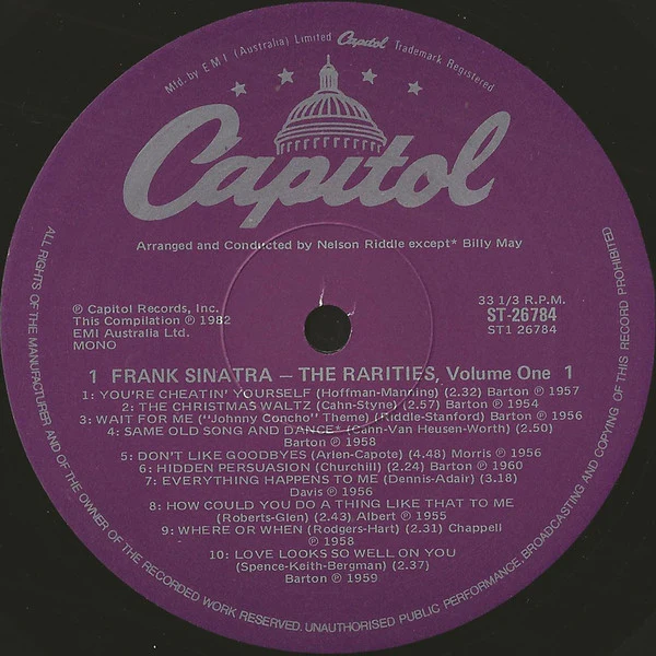 Frank Sinatra – The Rarities - Volume One (NM/VG+) – LP, AU 1981 - Image 3