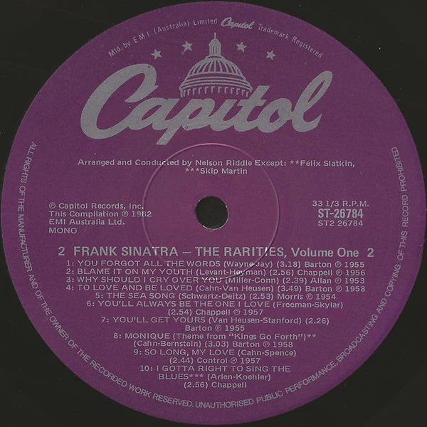Frank Sinatra – The Rarities - Volume One (NM/VG+) – LP, AU 1981 - Image 4